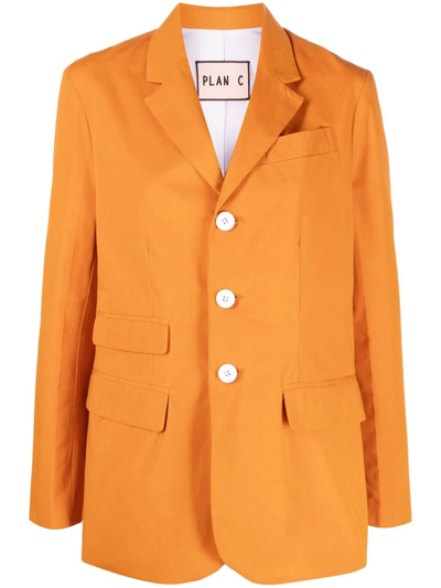 Plan C Popeline Heavy-cotton Blazer In Orange