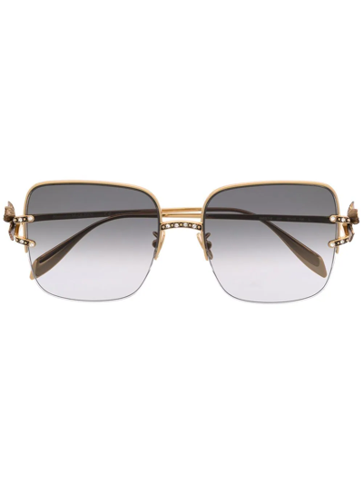 Alexander Mcqueen Oversize Square-frame Sunglasses In Gold