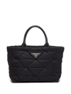 PRADA RE-NYLON TRIANGLE-LOGO PLAQUE PADDED TOTE BAG