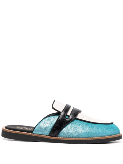 Human Recreational Services Palazzo Colour-block Mules In Blue