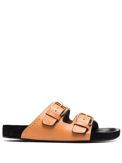 Isabel Marant Lennyo Studded Leather Sandals In Braun