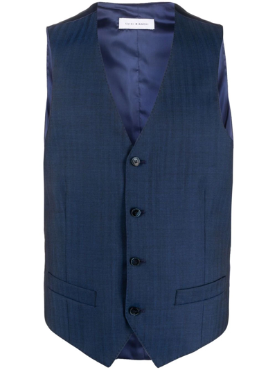 Luigi Bianchi Mantova Check-pattern Waistcoat In Blu