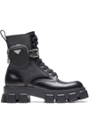 Prada Cai Xukun Also Decorates Small Bags Of Military Style Boots With Ankle Wrapping. In Black