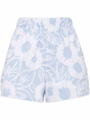 Prada Floral Embroidered Shorts In Blau