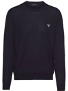 Prada Rundhalspullover Aus Superfeiner Wolle In Navy