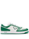 Prada Downtown Leather Sneakers In Green