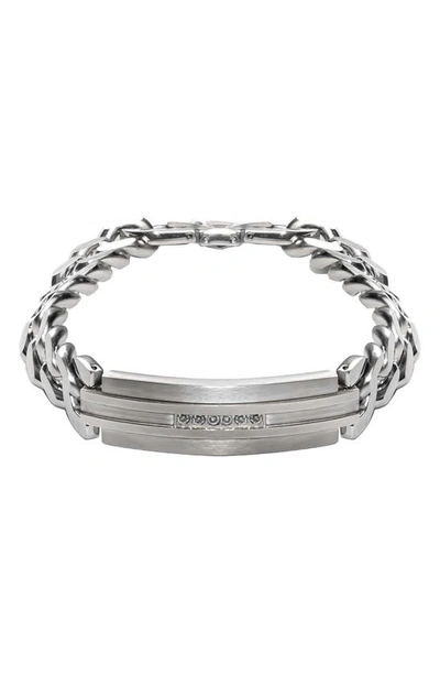 American Exchange Diamond Accent Sterling Silver Bracelet In Silver/ Silver