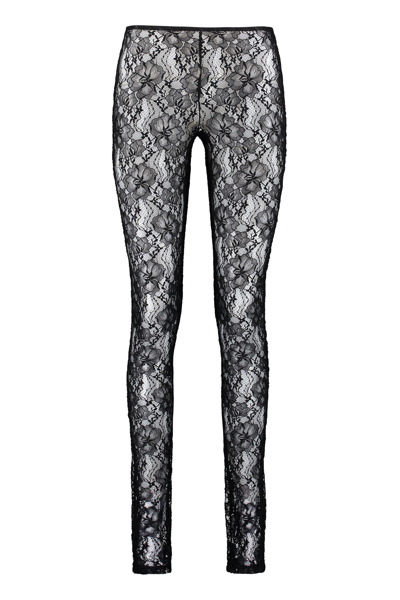 Dolce & Gabbana Floral Lace Detailed Leggings In Black