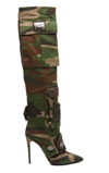 DOLCE & GABBANA DOLCE & GABBANA LOGO PATCH CAMOUFLAGE PATTERNED BOOTS