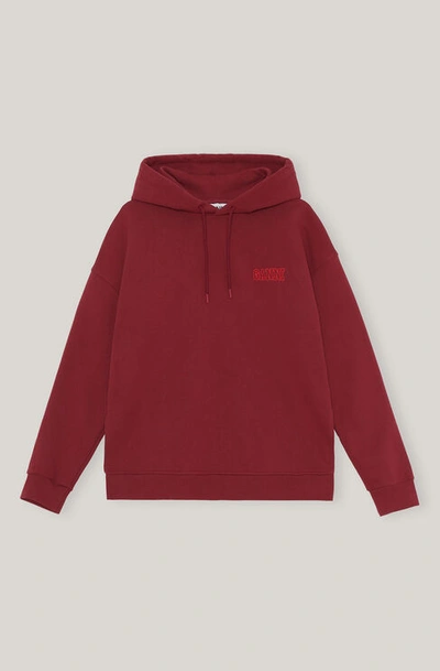 Ganni Oversized Hooded Sweatshirt Merlot Size S/m In Merlot