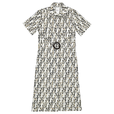 Max Mara Fumana Printed Poplin Dress In Black/white