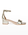 BERNARDO JALENA METALLIC ANKLE-STRAP SANDALS