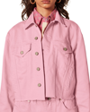 Boyish The Harvey Cropped Raw Hem Jean Jacket In Tickled Pink