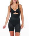 Spanx Thinstincts Open Bust Mid Thigh Bodysuit In Very Black