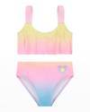 ANDY & EVAN GIRL'S TWO-PIECE OMBRE SWIMSUIT
