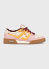 Fendi Ff Mixed Leather Low-top Sneakers In Pink/orange
