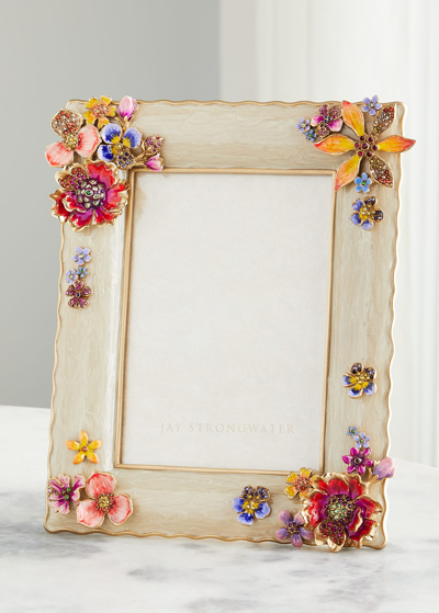 Jay Strongwater 5" X 7" Flower Photo Frame In Multi