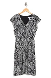 London Times V-neck Ruffle Sleeve Midi Dress In Black/ White