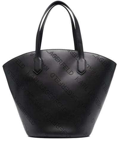 Karl Lagerfeld K/punched Leather Tote Bag In Black