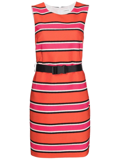 P.a.r.o.s.h Belted-waist Striped Dress In Orange