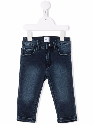 Bosswear Babies' Logo-print Slim-fit Jeans In Blue