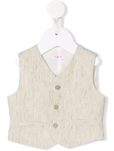 Il Gufo Babies' V-neck Button-up Waistcoat In Green