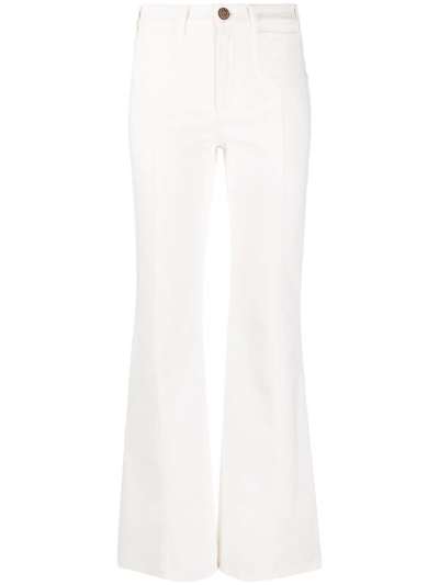 See By Chloé High-waisted Flared Denim Jeans In Weiss