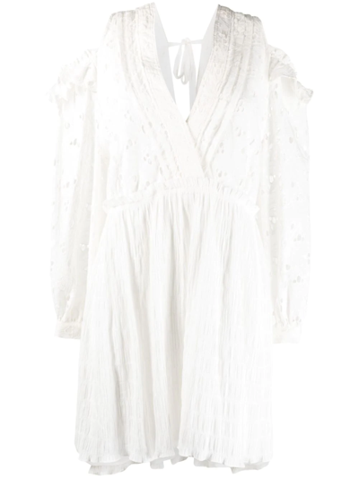 Iro Cold-shoulder Cut-out Floral Dress In Weiss