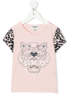 Kenzo Pink T-shirt For Baby Girl With Tiger In Pink