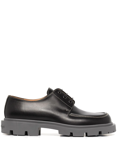 Maison Margiela Leather Lace-up Shoes With Lug Sole In Black,grey