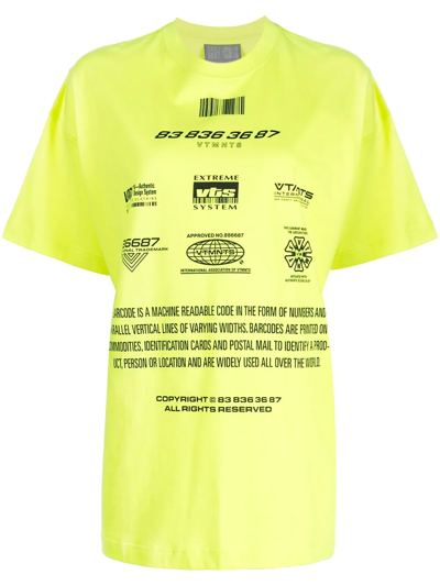 Vtmnts Barcode-print Oversized T-shirt In Green