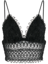 Charo Ruiz Delia Lace-embroidered Crop Top In Schwarz