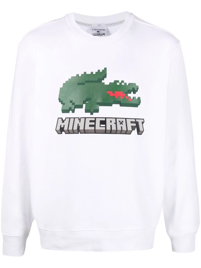 Lacoste Minecraft Crocodile Sweatshirt In White