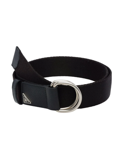Prada Triangle Logo D-ring Belt In Black