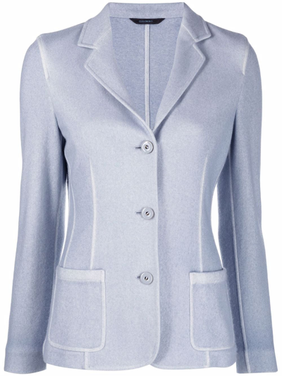 Colombo Cashmere And Silk Blend Single Breasted Jacket In Blue