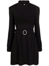 Saint Laurent Crystal-embellished Belted Woven Mini Dress In Schwarz