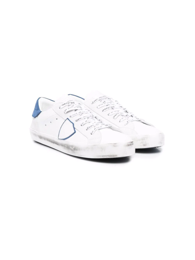 Philippe Model Teen Paris Low-top Leather Sneakers In White