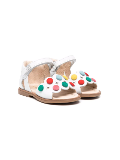 Florens Kids' Button-detail Leather Sandals In White