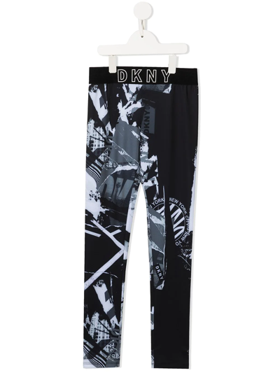 Dkny Kids' Logo-print Leggings In Black