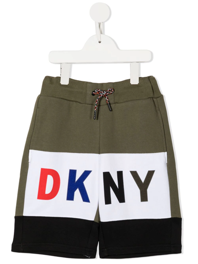 Dkny Teen Logo-print Track Shorts In Kaki