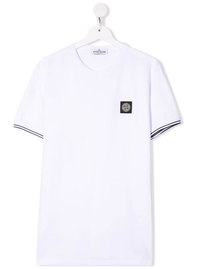 Stone Island Junior Kids' Chest Logo-patch T-shirt In White