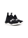 Msgm Teen Black Logo Sock Trainers In Black