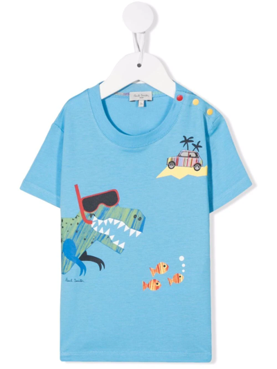 Paul Smith Junior Kids' Graphic-print T-shirt In Blue