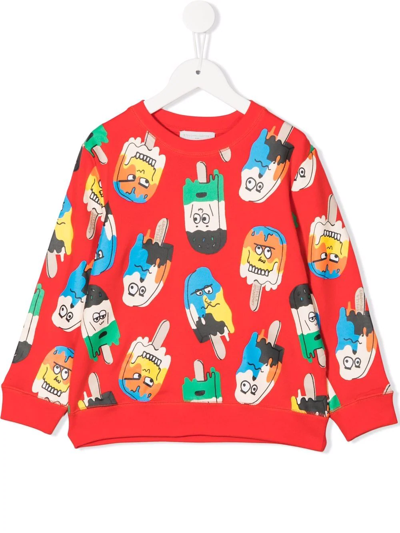 Stella Mccartney Kids' Ice Lolly Printed Cotton Sweatshirt In Red