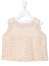 Il Gufo Macramé-detail Sleeveless Blouse In White