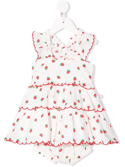 Stella Mccartney Kids' Strawberry-motif Cotton Dress In White