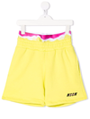 Msgm Tie-dye Trim Logo Print Runner Shorts In Yellow