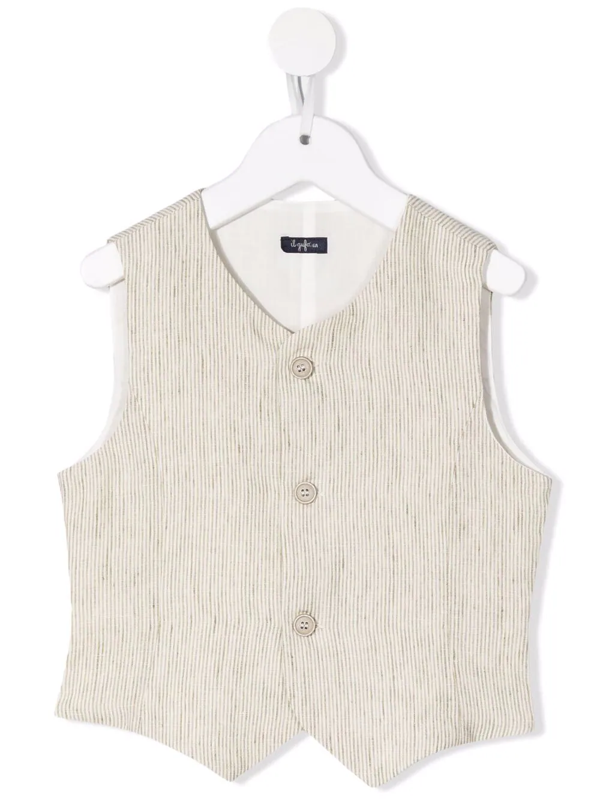 Il Gufo stripe-pattern cotton waistcoat - Neutrals