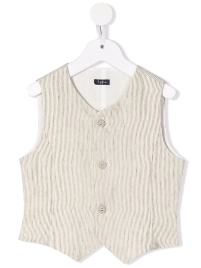 Il Gufo Kids' Stripe-print V-neck Waistcoat In Neutrals