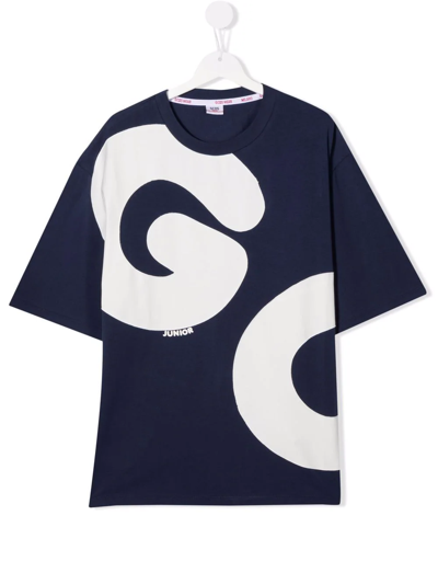 Gcds Teen Logo-print T-shirt In Blue